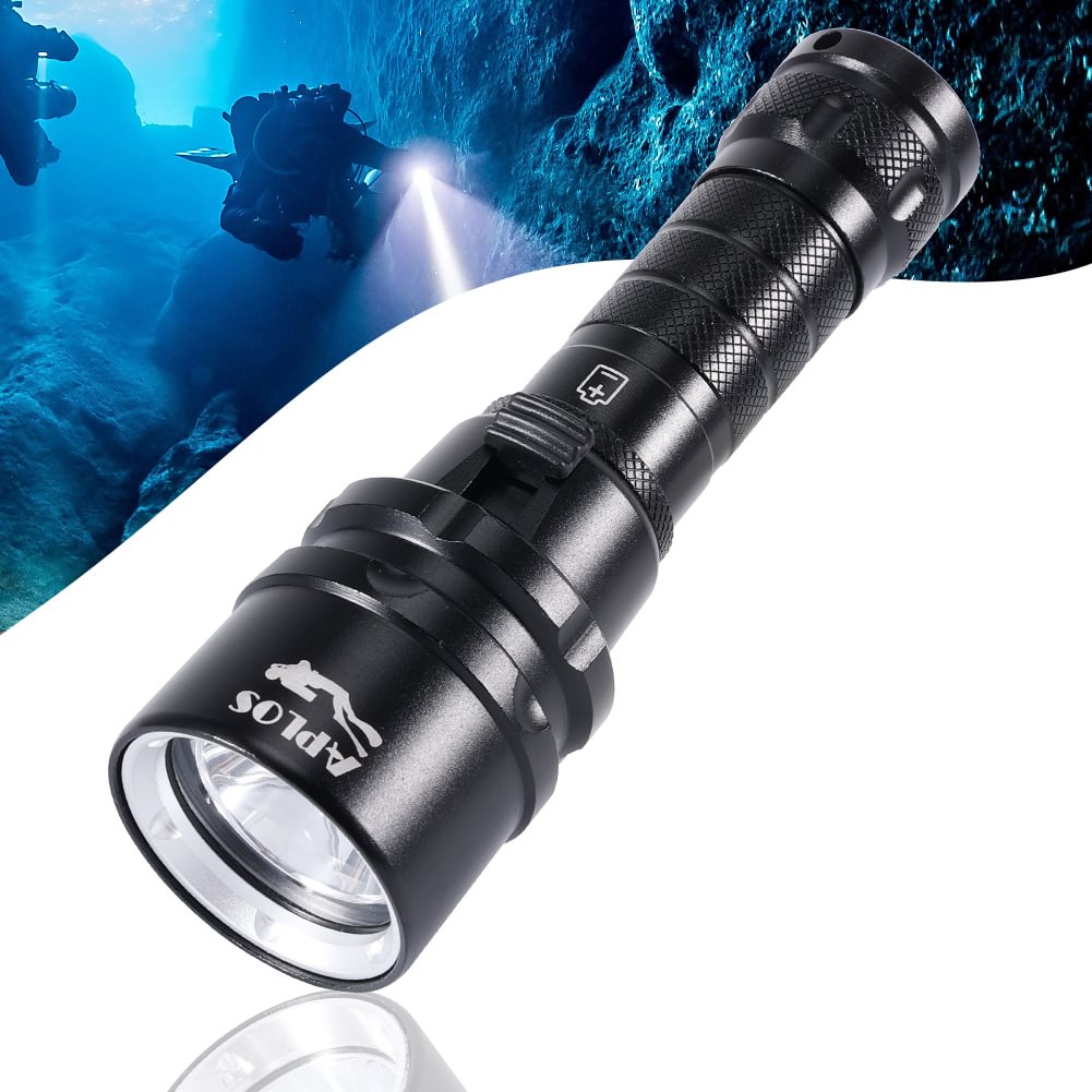 APLOS AP20 Dive Light, 2000 Lumens Scuba Diving Flashlight, IPX8 Waterproof Underwater Torch with Rechargeable Battery and Charger